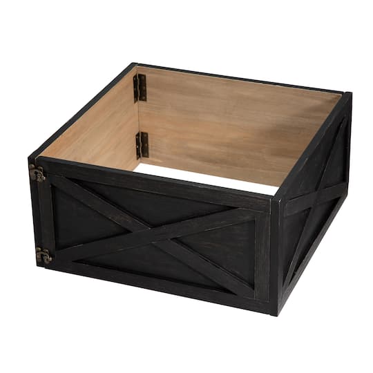 Glitzhome® 22" Wooden Tree Collar in Washed Black | 22.09" x 22.09" x 10.47" | Michaels®